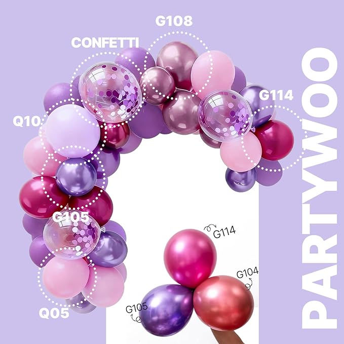 PartyWoo Pink and Purple Balloons 66pcs Baby Metallic Pink Purple Balloons | - Image 3