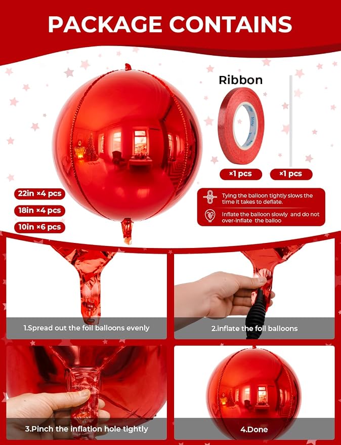 14PCS Red Foil Balloons Set - Image 2