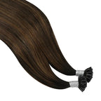 YoungSee U Tip Hair Extensions Human Hair Brown Balayage Utip Hair Extensions Human Hair Dark Brown Ombre Keratin Tip Hair Extensions Real Human-Hair 16In Ombre K Tips Hair 50s/50G for Everyday Wear