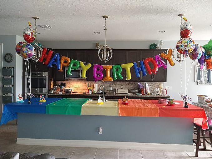 Rainbow Happy Birthday Balloon Banner, 16 Inch Foil Mylar Happy Birthday - Image 6
