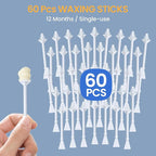 SUERBEATY 60 Pcs Nose Wax Sticks, Hair Wax Applicator with Disposable Spatulas for Nostril Cleaning, Ear Face Hair Removal for Men Women, Painless