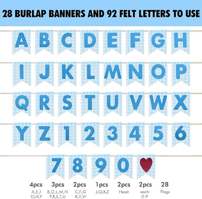 Custom Banner Kit, 28 Blue Printed Burlap Banner - Image 3