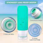 Small Travel Size Container for Cream 3pcs Mini Silicone Makeup Jar and 1pcs Tiny Squeeze Bottle, TSA Approved Leak-proof Lotion Pots and Toiletries Bottles With Storage Bag