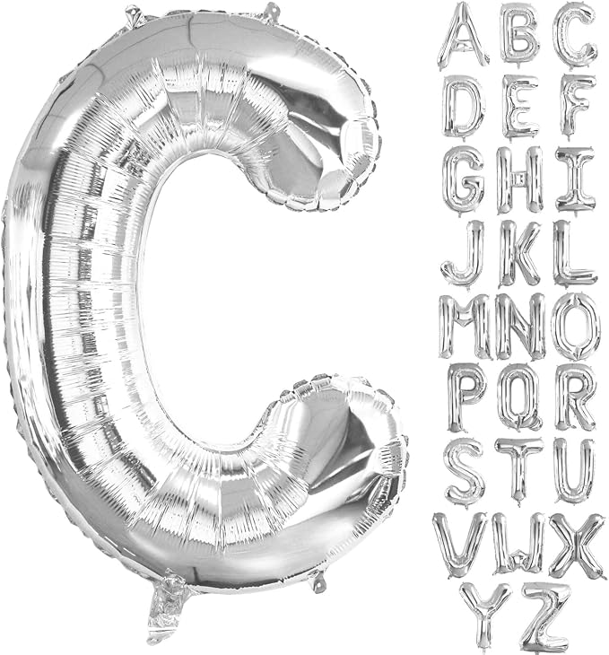 Lovoir 40 Inch Large Silver Letter C Balloons Big Size Jumbo Mylar Foil Helium by Lovoir