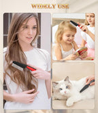 Dandruff Comb Fine Tooth Scalp Detox Comb Lice for Women, Men & Kids Stainless Steel Scalp Detoxing, Sweep & Massage Hair Brush Tool for Hair Care (Red 1PC)