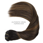 WENNALIFE Clip in Hair Extensions, 150g 22 Inch 9pcs Balayage Dark Brown to Chestnut Brown Remy Hair Thicker Double Weft Extensiones De Cabello Humano Con Clip Ins Straight Full Volume