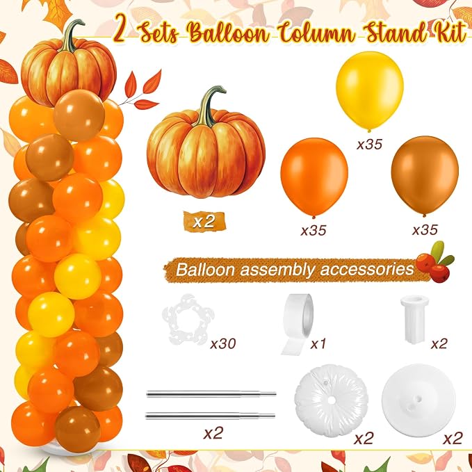 Gemscream 2 Sets of Thanksgiving Fall Balloon Column Stand Kit - Image 2