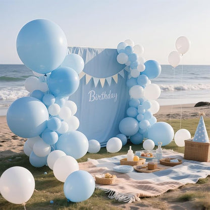 Pastel Blue Latex Party Balloons 10 Pack 36 inch Round Light Blue Balloons - Image 3
