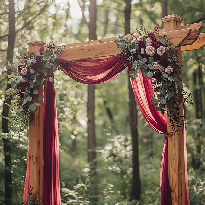 Wedding Arch Draping Fabric Backdrop Drapes 6 Panels, Burgundy | 28.7"x20FT - Image 7