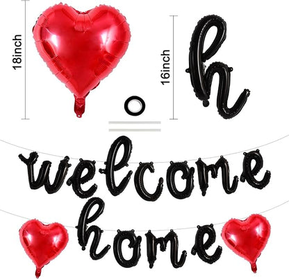 TONIFUL 16 Inch Black Cursive WELCOME HOME Foil Letter Balloon Banner Decor | - Image 2