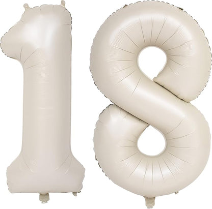 40 In Cream white Number Balloons Helium Foil Mylar Balloon Digital 18 | by Exquisitehighqualitypartydecorationstomeetyoureveryneed%EF%BC%81