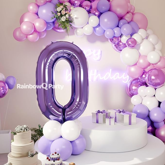 RainbowQ Purple 0 Balloon Number 40 Inch 0-40 Foil Large Balloons | Big Mylar 0 - Image 7