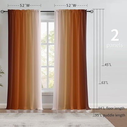 Burnt Orange Curtains 72 Inch Length 2 Panel Set | Light Filtering Curtains - Image 6