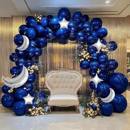 Navy Blue Balloon Garland Arch Kit Double Stuffed Royal Blue Star Moon Balloons - Image 9