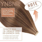 Tape in Hair Extensions Human Hair 16 Inch 20pcs Invisible Tape ins Hair Extensions Real Human Hair Brownish Brown to Brownish Yellow Remy Seamless Injected Tape Extensions