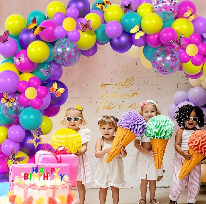 Pink Blue Purple Balloons 12 Inches 60 Pcs Hot Pink Metallic Purple Yellow - Image 7