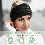 Extra Wide Headbands for Women, 7'' Large Cotton Like Turban Knotted Bandana Head Bands for Women Non Slip, Boho Headbands for Women's Hair (6Pcs Dark Colors, Extra Large 7" Wide)