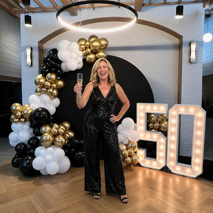 Black Gold Balloons, 60 Packs 12 Inch Black White and Gold Latex Balloons - Image 5