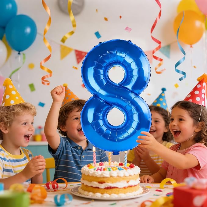 40 Inch Number 8 Balloons for 8th Birthday Party Decorations, 0-100 Dark Blue - Image 2