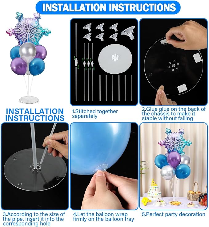 Snow Birthday Party Balloons Stand Kit 2 Sets - Image 3