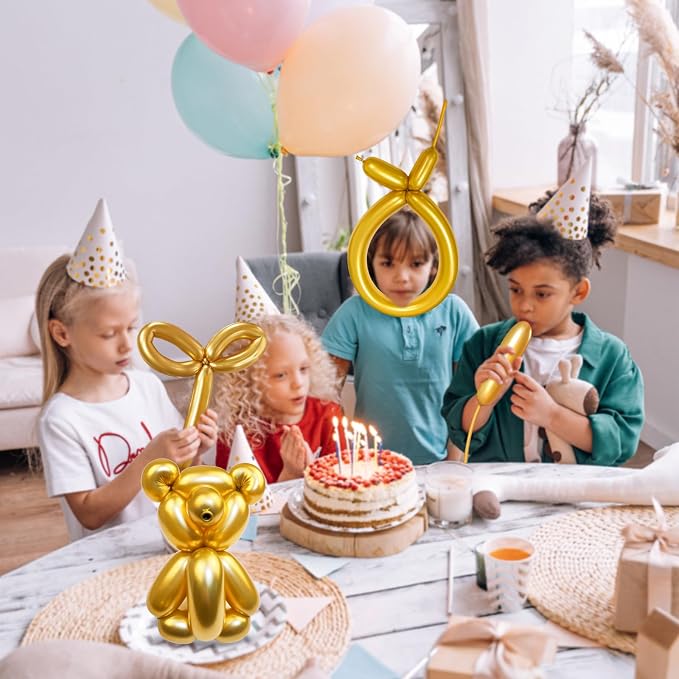 100PCS Metallic Gold Long Balloons - Image 5