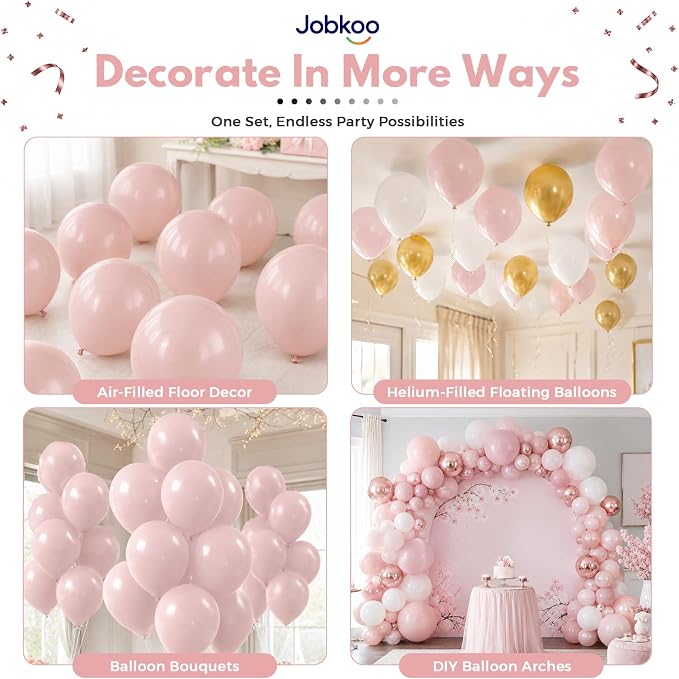 Jobkoo Dusty Pink Balloons, 12 Inch 50 Pcs Boho Blush Pink Latex Balloon | - Image 4