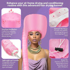 Hooded Hair Dryer Bonnet - Fast-Drying Bonnet Hair Dryer for Natural Hair, Deep Conditioning, Styling, & Curl Enhancing - Adjustable Fit, Heat Distribution, Portable & Lightweight for Travel（Pink）