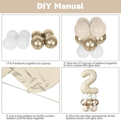 40 Inch Cream Number 2 Balloon for 2nd Birthday Decoration Beige White Sand - Image 6