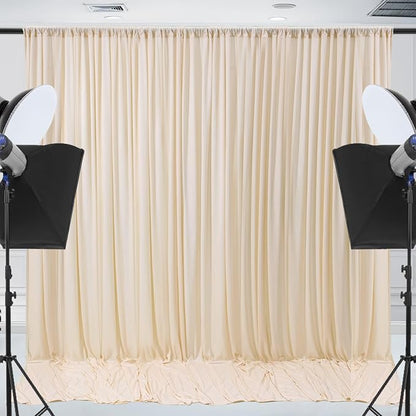 20x10ft Wrinkle Free Cream Backdrop Curtain - Image 2