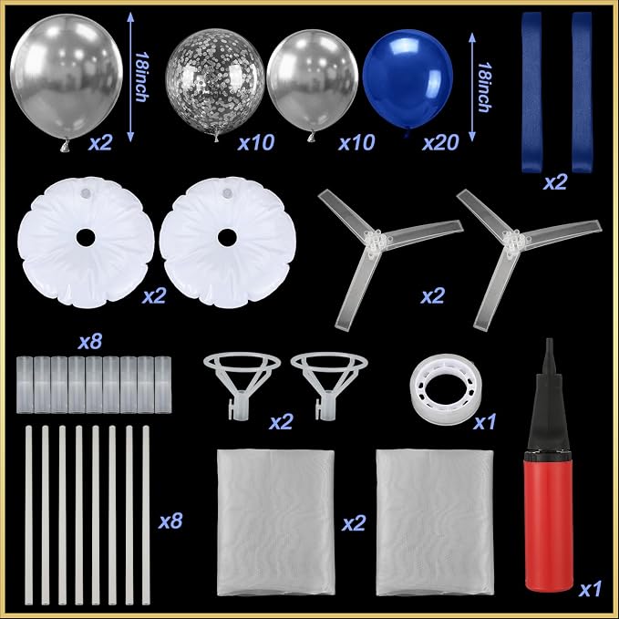 Hollowfly 2 Sets Retirement Party Decorations Navy Blue and Silver Balloon - Image 5