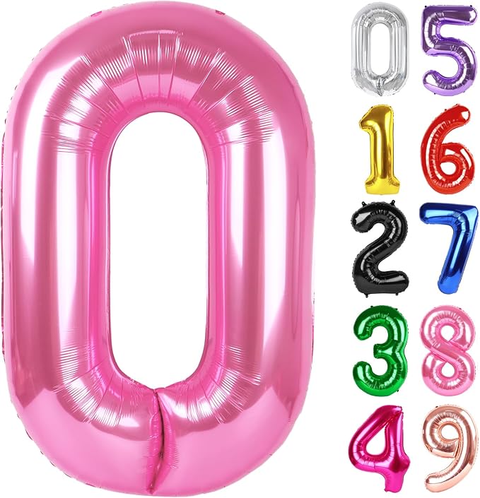 Pink Number 0 Balloon 40 Inch, 0th Birthday Party Decorations Men Women | Foil by IWERP
