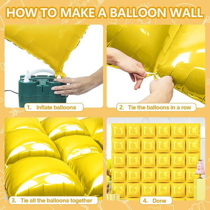 NISOCY 36PCS Pearl Yellow Square Foil Balloons Wall Backdrop | Double Sided - Image 4