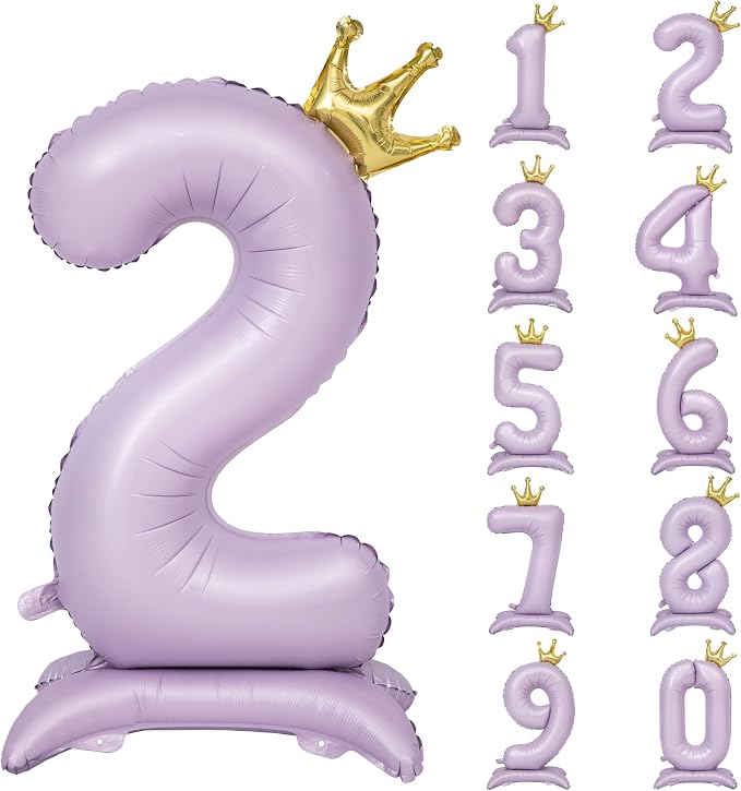 Standing Purple Crown Number 2 Balloon 40In Pastel Purple Crown 2 Balloon | by YOIOZAIZAI