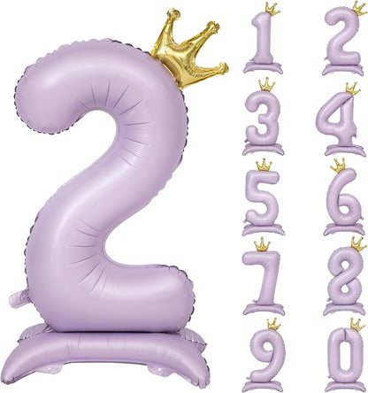 Standing Purple Crown Number 2 Balloon 40In Pastel Purple Crown 2 Balloon | by YOIOZAIZAI