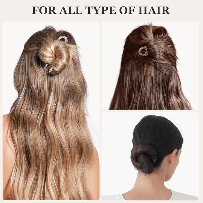Sunolga 3pcs Prestige French Hair Pins for Women, 4.38" Large, Serrated Anti-Slip Design, Curved Shape for Better Head Fit, Coquette Elegant Hair Accessories for Updos, Chignon, Bun Hairstyles