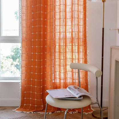 Sutuo Home Burnt Orange Plaids Boho Curtains - Image 7