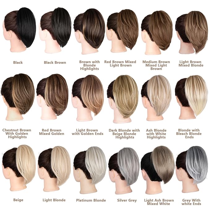 10 Inch Short Ponytail Extension - Clip in Ponytail Hair Extensions, Straight Pony Tails Hair Extensions, Synthetic Claw Clip Ponytail Extension for Women (Color: Light Blonde)