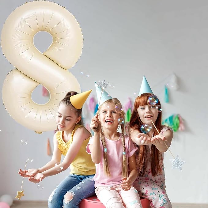 40 inch Cream White Number Balloon Giant Foil Helium Balloons Beige Number 7 - Image 7