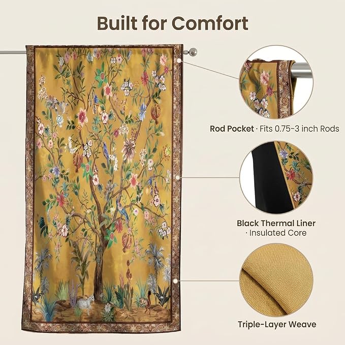 HMS Happy Memories Door Curtain, Tree of Life, 1 Panel | Rod Pocket, Thermal - Image 5