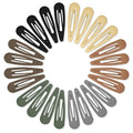 24 PCS 2.36 In Metal Snap Hair Barrettes For Women Water Drop Shape Hair Clips For Thick Thin Fine Hair,Matte Black Brown Gray Yellow Green Khaki