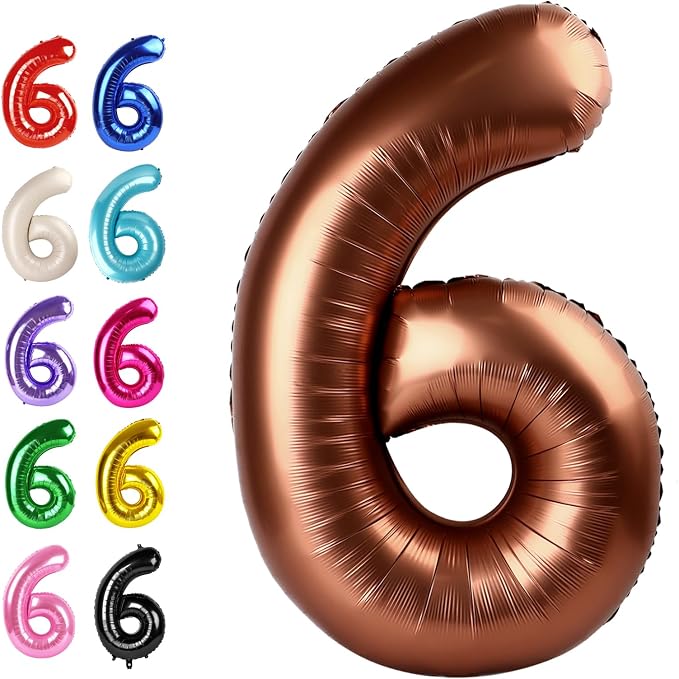 Coffee Brown Number 6 Balloon 40 inch, Birthday Party Balloons Decorations | by Upgesy