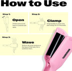 Trademark Beauty Hair Waver - Double Barrel Hair Crimper, Beach Waves Curling Iron, Babe Waves X, Adjustable Temperature Hair Curler, Hair Styling Tools, 1.25" - Pink