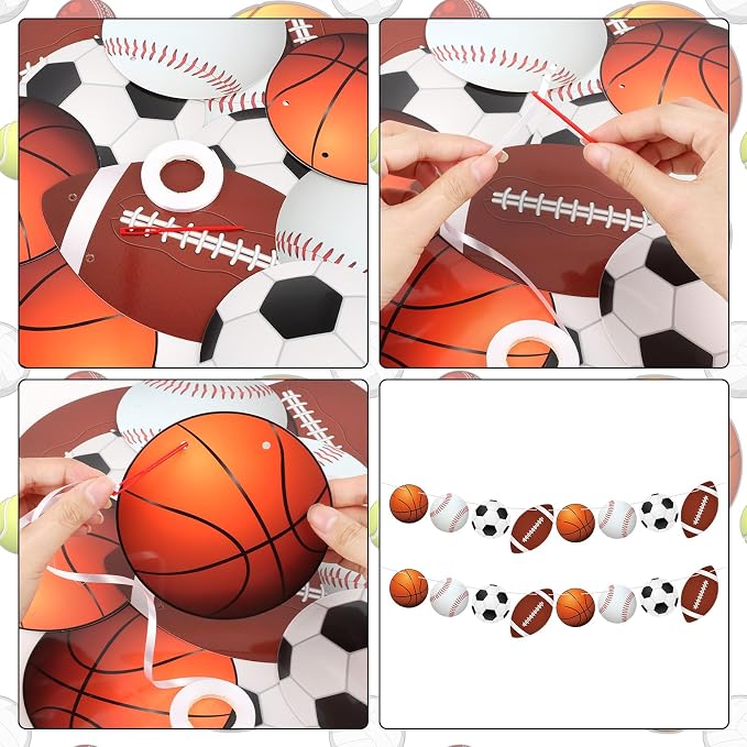2 Pcs Sports Party Decorations Sport Party Banner Basketball Football Soccer - Image 3