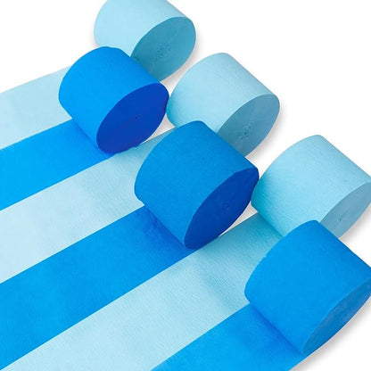 PartyWoo Blue Light Sky Blue Crepe Paper Streamers 6pcs 492 FT | Birthday by PartyWoo