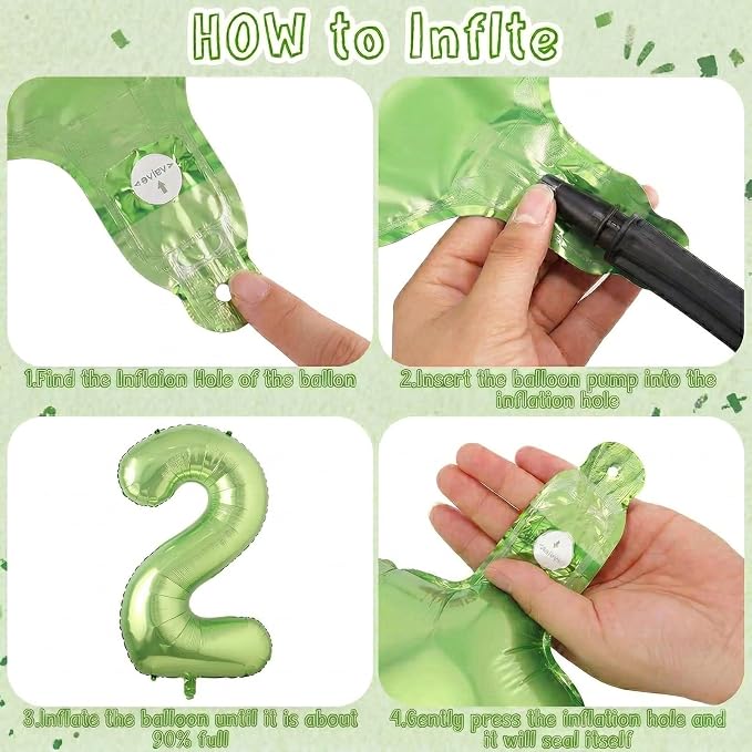 Light Green Number 2 Balloon 40 Inch, Shiny Metallic Foil Party Supplies | - Image 5