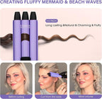 Mini Hair Crimper, janelove 1/2 Inch Beach Waves Curling Iron, Hair Waver for Short & Medium with 3 Ceramic Barrels, Home and Travel Friendly Crimper Hair Tool, Dual Voltage, 392℉ Fast Heating