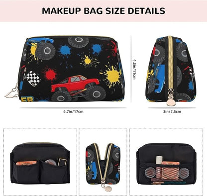 Monster Truck Car Leather Makeup Bag Cosmetic Pouch Portable Travel Toiletry - Image 4