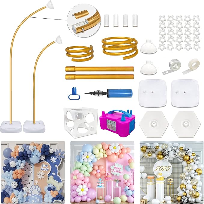 Balloon Arch Kit with Pump 8.2FT/5FT Gold Half Arch Balloon Stand by CYAOOI
