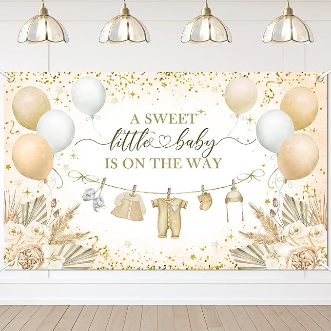 Boho Baby Shower Banner Neutral Gold Baby Shower Party Decorations A Sweet by AVEZANO