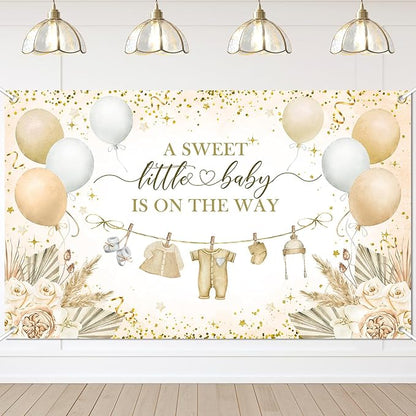 Boho Baby Shower Banner Neutral Gold Baby Shower Party Decorations A Sweet by AVEZANO